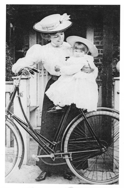 Mother and Child on a Bicycle by English Photographer